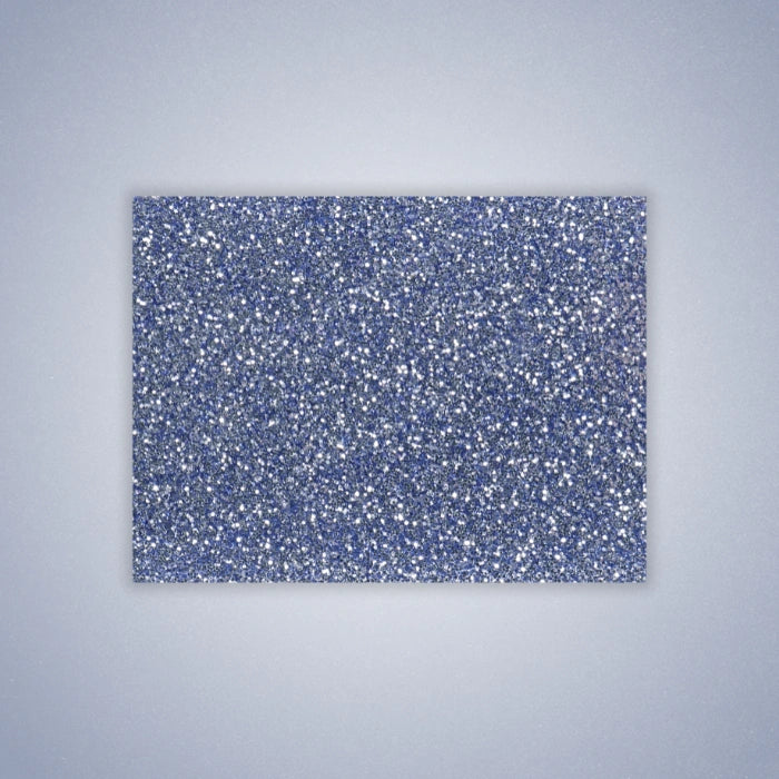 Indigo Blue Glitter Acrylic Sheet. Deep blue base embedded with sparkling glitter flakes. Great for bold signage, event decorations, and standout accessories that shine under light. Compatible with laser cutters like Glowforge, xTool, and OMTech. Ideal for precise cuts and detailed designs. Perfect for hobbyists, Etsy sellers, and small business owners creating personalized signs, wedding decor, name tags, ornaments, cake toppers, and custom gifts. Pre-cut to fit standard laser beds.