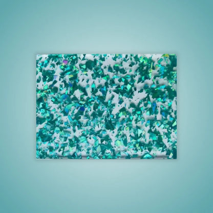 Aqua Confetti Glitter Acrylic Sheet. Bright turquoise base with scattered rainbow glitter. Great for beach-themed crafts, birthday toppers, and vibrant accessories. Compatible with laser cutters like Glowforge, xTool, and OMTech. Ideal for precise cuts and detailed designs. Perfect for hobbyists, Etsy sellers, and small business owners creating personalized signs, wedding decor, name tags, ornaments, cake toppers, and custom gifts. Pre-cut to fit standard laser beds.
