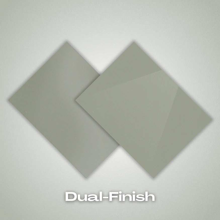 Dual-finish: Gray Pastel Acrylic Sheet. Neutral gray tone with soft matte-gloss dual-finish surface. Ideal for branding displays, decor pieces, and laser-cut projects. Compatible with laser cutters like Glowforge, xTool, and OMTech. Ideal for precise cuts and detailed designs. Perfect for hobbyists, Etsy sellers, and small business owners creating personalized signs, wedding decor, name tags, ornaments, cake toppers, and custom gifts. Pre-cut to fit standard laser beds.
