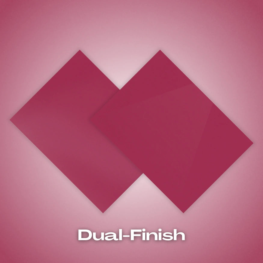 Dual-finish: Magenta Pastel Acrylic Sheet. Vibrant magenta tone with dual-finish matte and gloss surface. Ideal for bold statement pieces, seasonal crafts, and expressive decor projects. Compatible with laser cutters like Glowforge, xTool, and OMTech. Ideal for precise cuts and detailed designs. Perfect for hobbyists, Etsy sellers, and small business owners creating personalized signs, wedding decor, name tags, ornaments, cake toppers, and custom gifts. Pre-cut to fit standard laser beds.