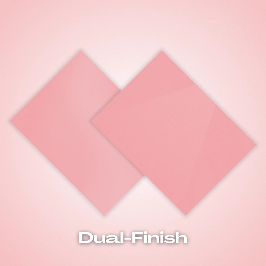 Dual-finish: Pink Pastel Acrylic Sheet. Sweet bubblegum-pink finish with dual-texture surfaces for a custom look. Excellent for Valentine's crafts, birthday cake toppers, and playful signage. Compatible with laser cutters like Glowforge, xTool, and OMTech. Ideal for precise cuts and detailed designs. Perfect for hobbyists, Etsy sellers, and small business owners creating personalized signs, wedding decor, name tags, ornaments, cake toppers, and custom gifts. Pre-cut to fit standard laser beds.
