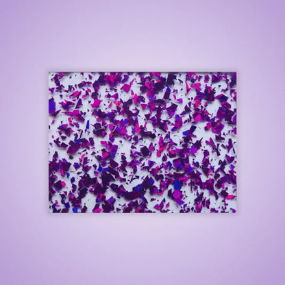 Purple Confetti Glitter Acrylic Sheet. Rich purple sheet with bright multicolor glitter for a bold finish. Ideal for event accents, personalized gifts, and fun party designs. Compatible with laser cutters like Glowforge, xTool, and OMTech. Ideal for precise cuts and detailed designs. Perfect for hobbyists, Etsy sellers, and small business owners creating personalized signs, wedding decor, name tags, ornaments, cake toppers, and custom gifts. Pre-cut to fit standard laser beds.
