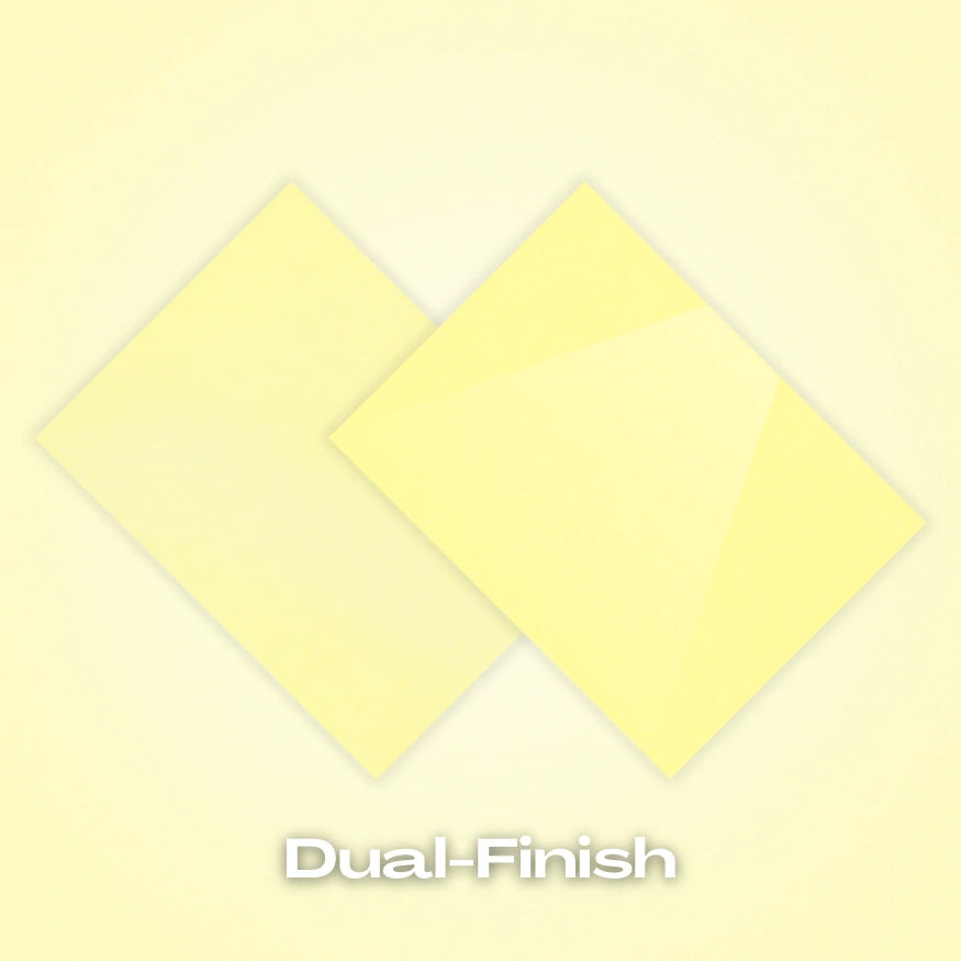 Dual-finish: Yellow Pastel Acrylic Sheet. Bright pastel yellow acrylic with both matte and glossy sides for design flexibility. Ideal for party decorations, kids' crafts, and seasonal signage. Compatible with laser cutters like Glowforge, xTool, and OMTech. Ideal for precise cuts and detailed designs. Perfect for hobbyists, Etsy sellers, and small business owners creating personalized signs, wedding decor, name tags, ornaments, cake toppers, and custom gifts. Pre-cut to fit standard laser beds.
